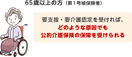 公的介護保険の第一号被保険者は65歳以上