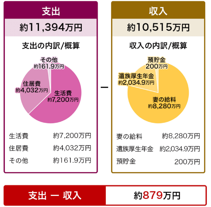 共働きでお子さまがいないケース 内訳表