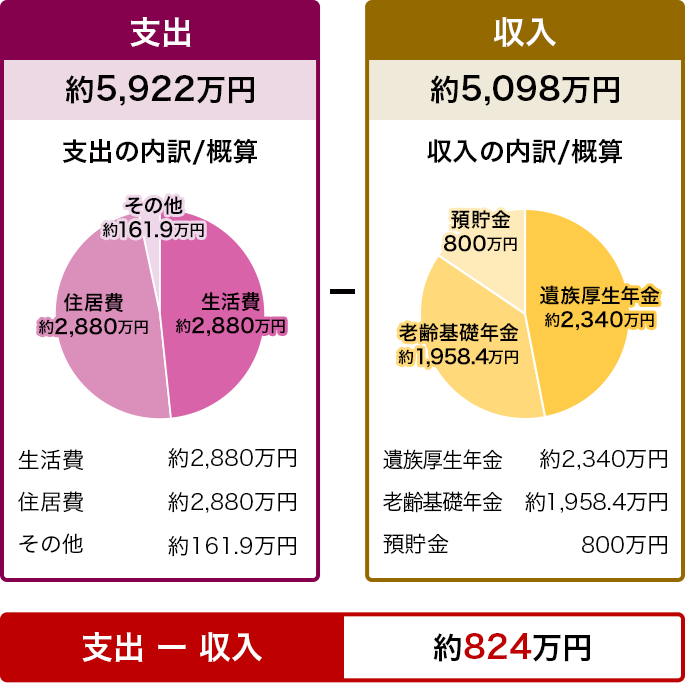 定年を迎えられたご夫婦のケース 内訳表